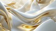 © rizkan - A flowing abstract composition of white and gold fabric-like textures.