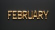 © Erlinda - february word gold metallic shiny lettering on plain black background