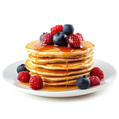 Poster - stack of golden almond flour pancakes