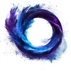 Wall Mural - Abstract swirling paint splash forming a circle, blue and purple hues.