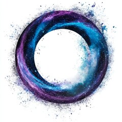 Wall Mural - Cosmic swirl circle frame with vibrant purple and blue nebula texture.