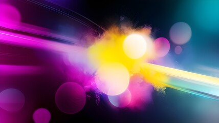 Wall Mural - bright streaks of pink, yellow, and blue blend together in an abstract explosion of color. light and