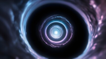 Wall Mural - A swirling vortex of light and shadow creates a mesmerizing tunnel effect, drawing the eye towards its luminous center. Shades of blue and purple enhance the captivating, otherworldly atmosphere.