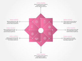 Square shape infographics template design with eight steps, 8 step simple infographics design with square shape