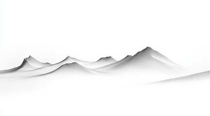 Wall Mural - abstract grayscale image of minimalist mountains on white background.