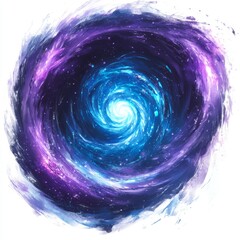 Wall Mural - Abstract swirling cosmic nebula with vibrant blue and purple hues, depicting a galaxy's core or a portal.