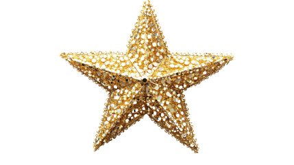 Wall Mural - golden christmas star ornament shining on transparent background