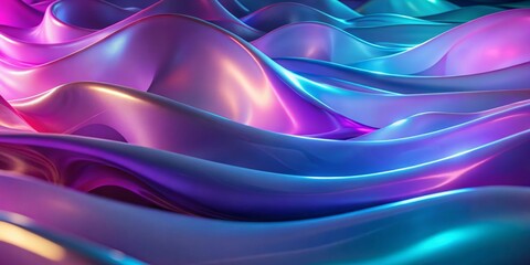 Wall Mural - abstract iridescent fluid waves background