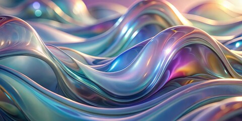 Wall Mural - Iridescent Liquid Waves Background