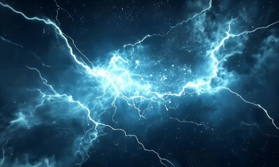 Wall Mural - Cosmic lightning storm energy burst, space background, power concept