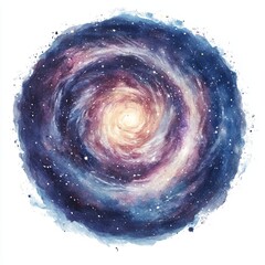 Wall Mural - Watercolor painting of a spiral galaxy, swirling nebula with stars and cosmic dust.