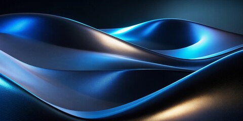 Wall Mural - Abstract Blue and Black Liquid Metal Waves