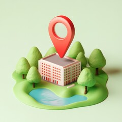 Wall Mural - 3d render of building location marker.