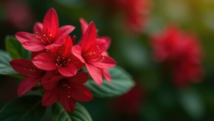 Dainty red ginger flowers entwined with crimson foliage, ginger, flower