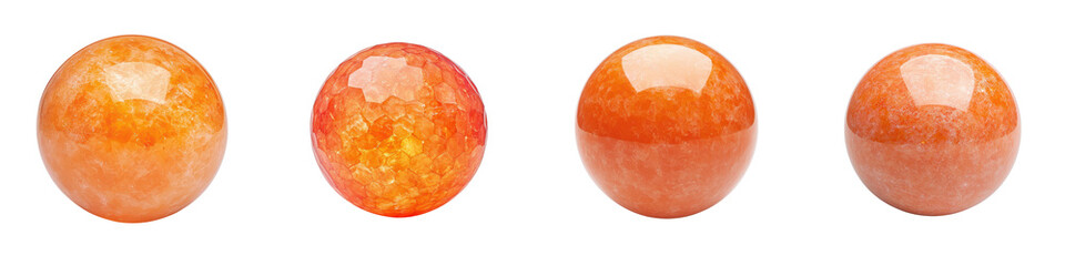 Wall Mural - shiny glossy orange crystal ball spheres in a minimal studio setup vibrant reflections and shadows c