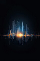Wall Mural - a black and white image of a city skyline with orange and blue lines