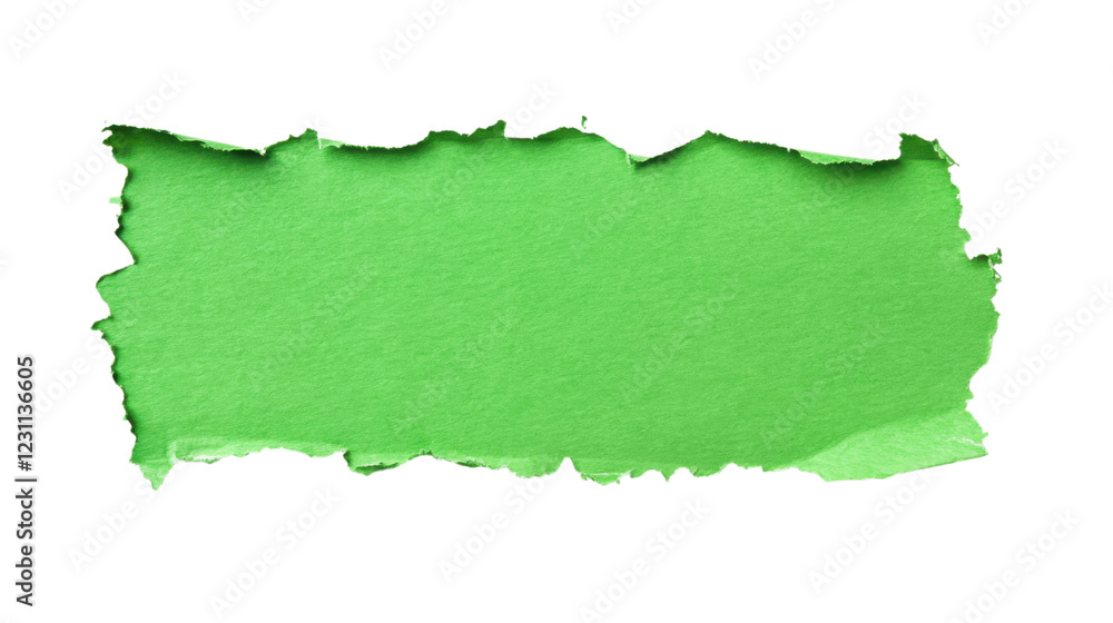 Green torn paper piece with transparent background for easy isolation ...
