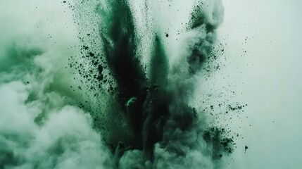 Wall Mural - abstract powder splatted background,freeze motion of green powder exploding/throwing green, abstract