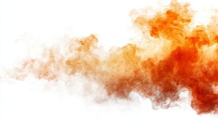 Wall Mural - Abstract smoke art, swirling orange and yellow colors on white background