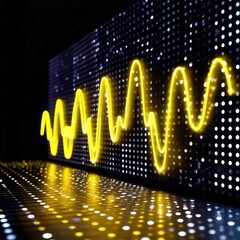 Wall Mural - Yellow wave is on a black background