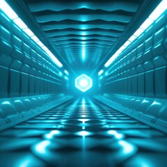 Wall Mural - blue room with a light shining on a hexagon