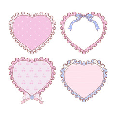 Wall Mural - Valentine s day frames collection with hand drawn whimsical heart frames in coquette style  graphic set light pink pastel color style vector 16