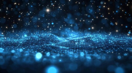 Wall Mural - high-resolution wallpaper showcasing the interplay of particles in a tech-inspired setting.