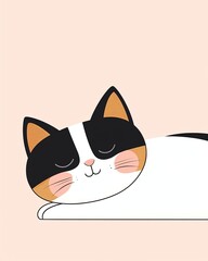 Pet market growth , pet industry graph 2 D presentation flat art Cute cartoon cat lying on a soft surface.