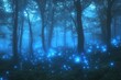 © Sami - Mystical forest illuminated by bioluminescent plants, casting a magical glow at twilight, with mist swirling between ancient trees and soft light filtering through the canopy
