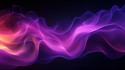 Aufkleber - Dynamic Abstract Waves in Pink and Purple on Black Background