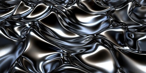 Wall Mural - 3d rendered illustration of liquid metallic finish.