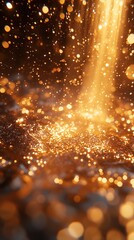 Wall Mural - A shimmering gold effect on a sleek black background, ideal for product displays or elegant digital media.