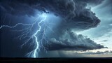 Intense Stormy Cloud with Lightning and Heavy Rain Dramatic Sky V4