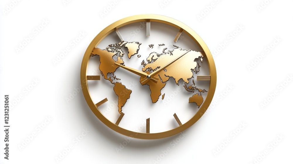 14.A circular clock with a world map forming the clock face, adorned ...