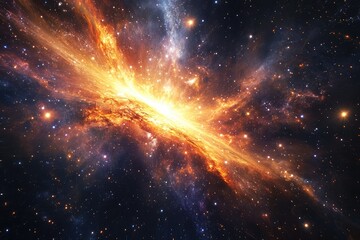 Wall Mural - A brilliant starburst illuminating the depths of the cosmos, the radiant light casting long shadows across distant planets and cosmic structures.