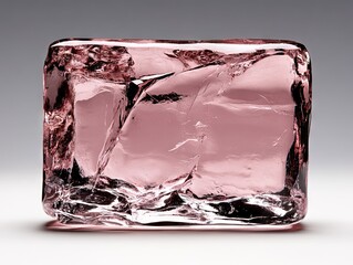 Wall Mural - A pink ice cube on a gray background