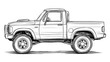 © LookChin AI - Detailed Outline Drawing of a Rugged Pickup Truck for Coloring or Design