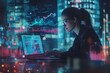 © ckybe - A determined businesswoman reviews data on her laptop amid charts and graphs in a modern office, embodying clarity and insight in her analysis.
