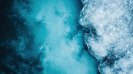 Wall Mural - Aerial view of icy shoreline with turquoise water