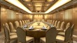 © Windi - Luxurious hotel conference room, gold decor, meeting table, event