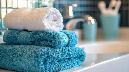 A sparkling clean bathroom with fresh towels and toiletries.