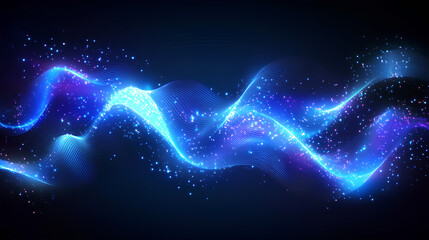 Wall Mural - abstract background with blue gradient light streaks on black, glowing blurred motion effect, glowin