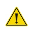 © Shavy - yellow and black warning sign with exclamation point isolated on white background