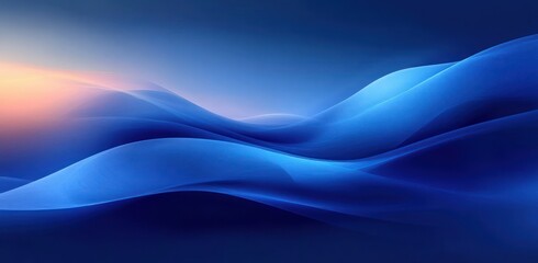 Poster - Tranquil Abstract Blue Landscape with Soft Gradients and Flowing Shapes