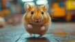© Siharali - close-up of energetic hamster running on spinning wheel inside cozy cage setup
