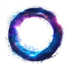 cosmic nebula circle frame with empty center, perfect for design projects.