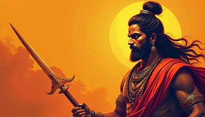 Shivaji Maharaj: rior King Against a Sunset Horizon