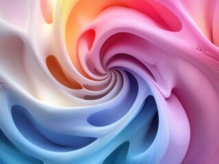 Wall Mural - a 3d animated abstract composition of spiraling shapes and luminous colors, evoking a sense of movem