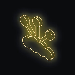 Wall Mural - glowing neon yellow cloud computing symbol representing data storage and network connectivity