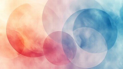 Wall Mural - a digital abstract piece with circular patterns and soft gradients of pastel colors, creating a drea